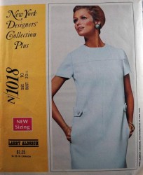 1018  N MCCALLS L. ALDRICH 1967 SHORT SLEEVE PANEL YOKE SIDE BELT DRESS PATTERN 10,16 choice